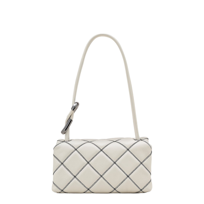 Mini Dual White Quilted Shoulder Bag