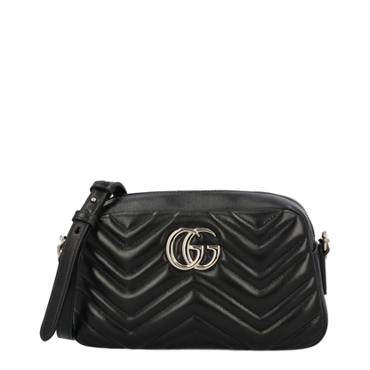 GG Marmont Small Matelassé Leather Camera Bag - Black