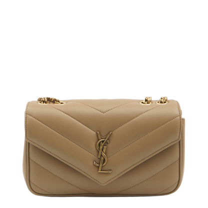 Loulou Small Matelassé Lambskin Crossbody Bag - Natural Tan