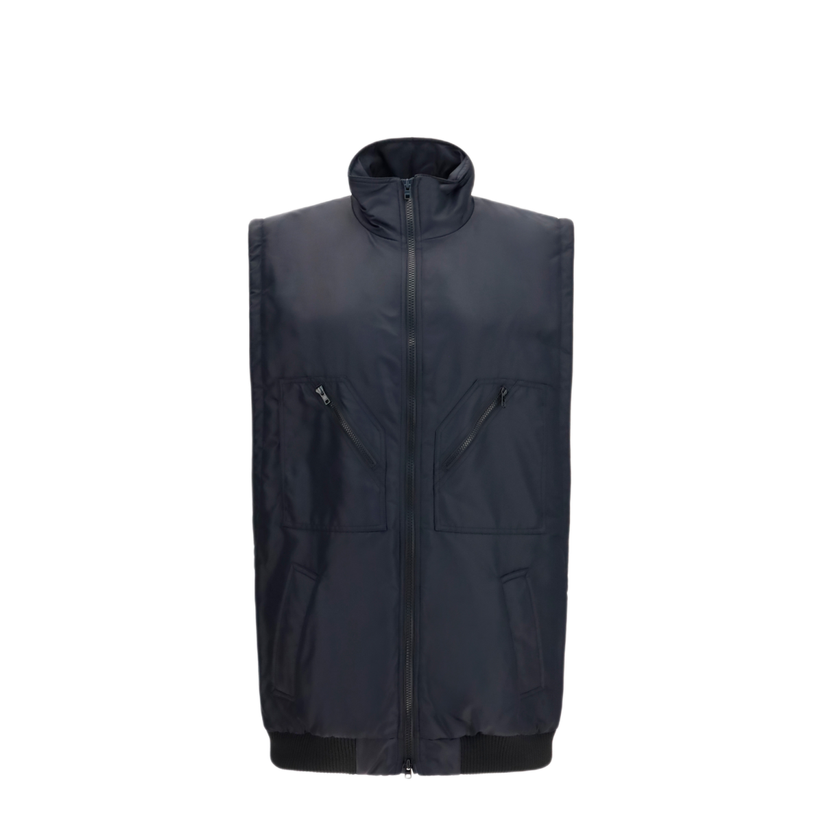 Black Nylon Zip-Up Vest