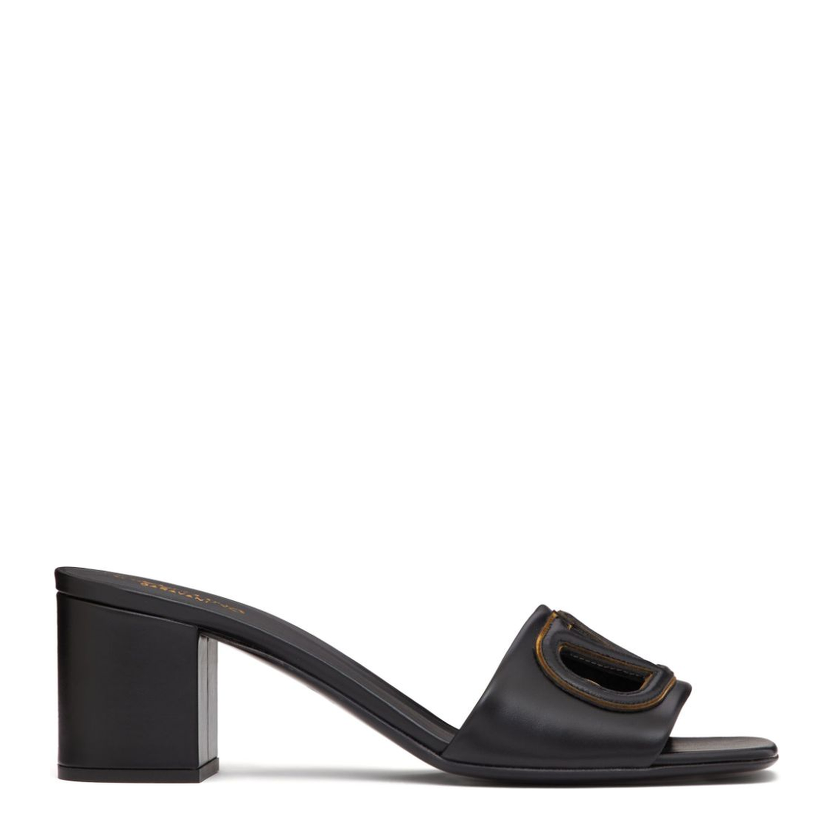 VLogo Cut-Out Leather Mules