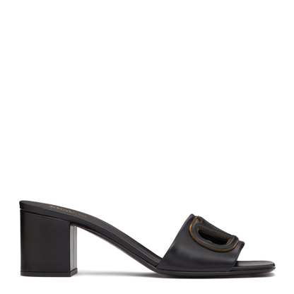 VLogo Cut-Out Leather Mules