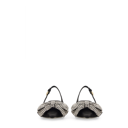 Satin Sling-Back with Rhinestone Embroidery