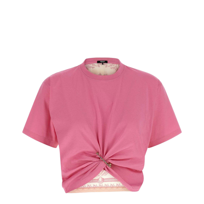 Pink T-Shirt Combined Fabrics