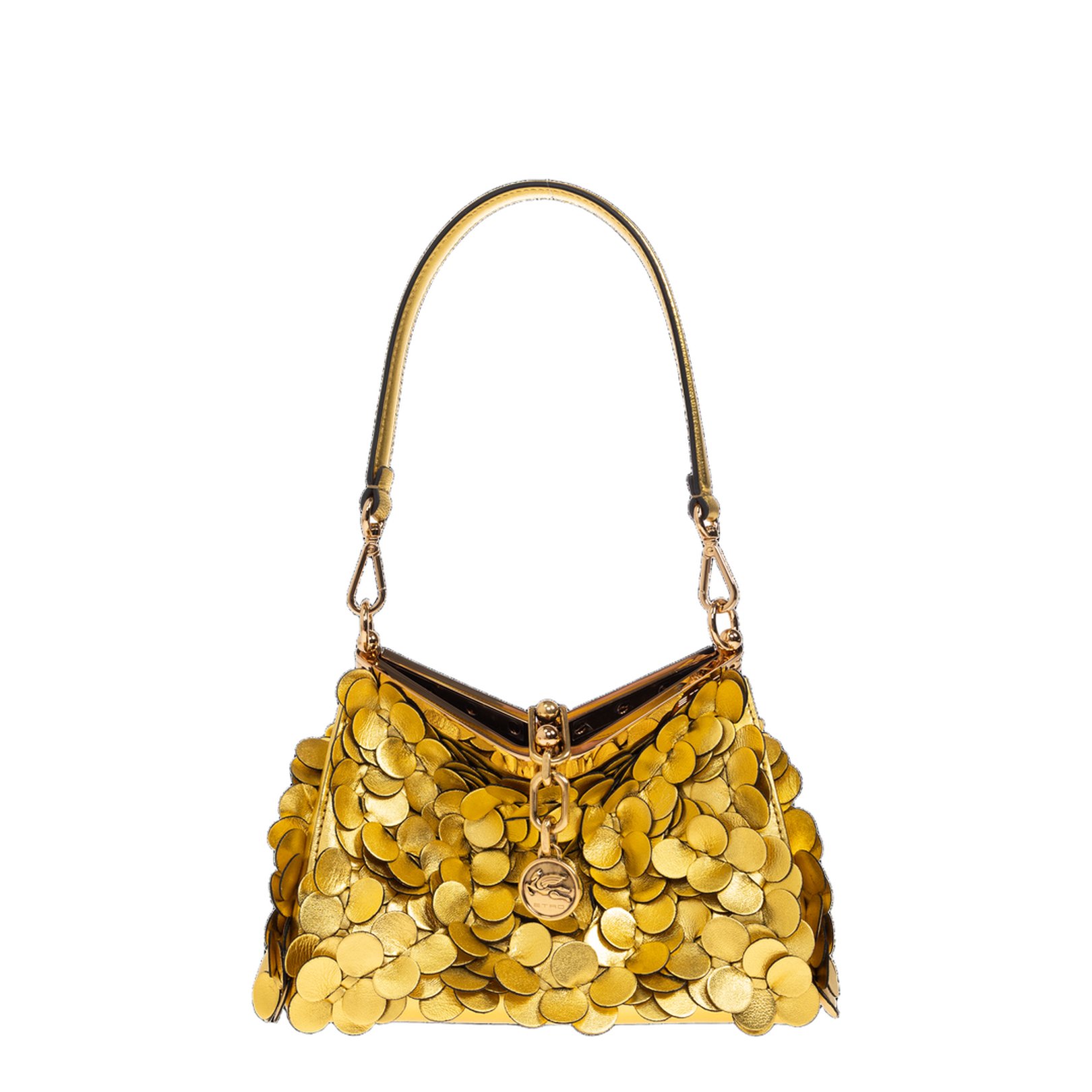 Small Leather Vela Bag with Laminated Sequins