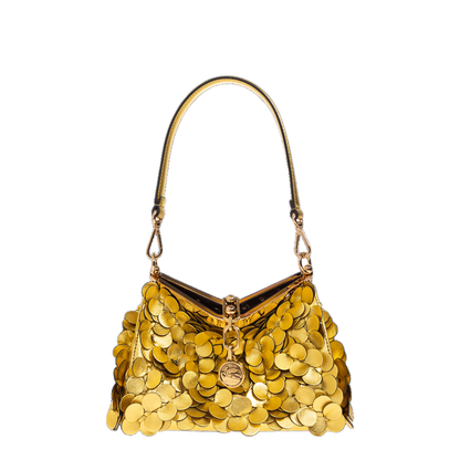 Small Leather Vela Bag with Laminated Sequins