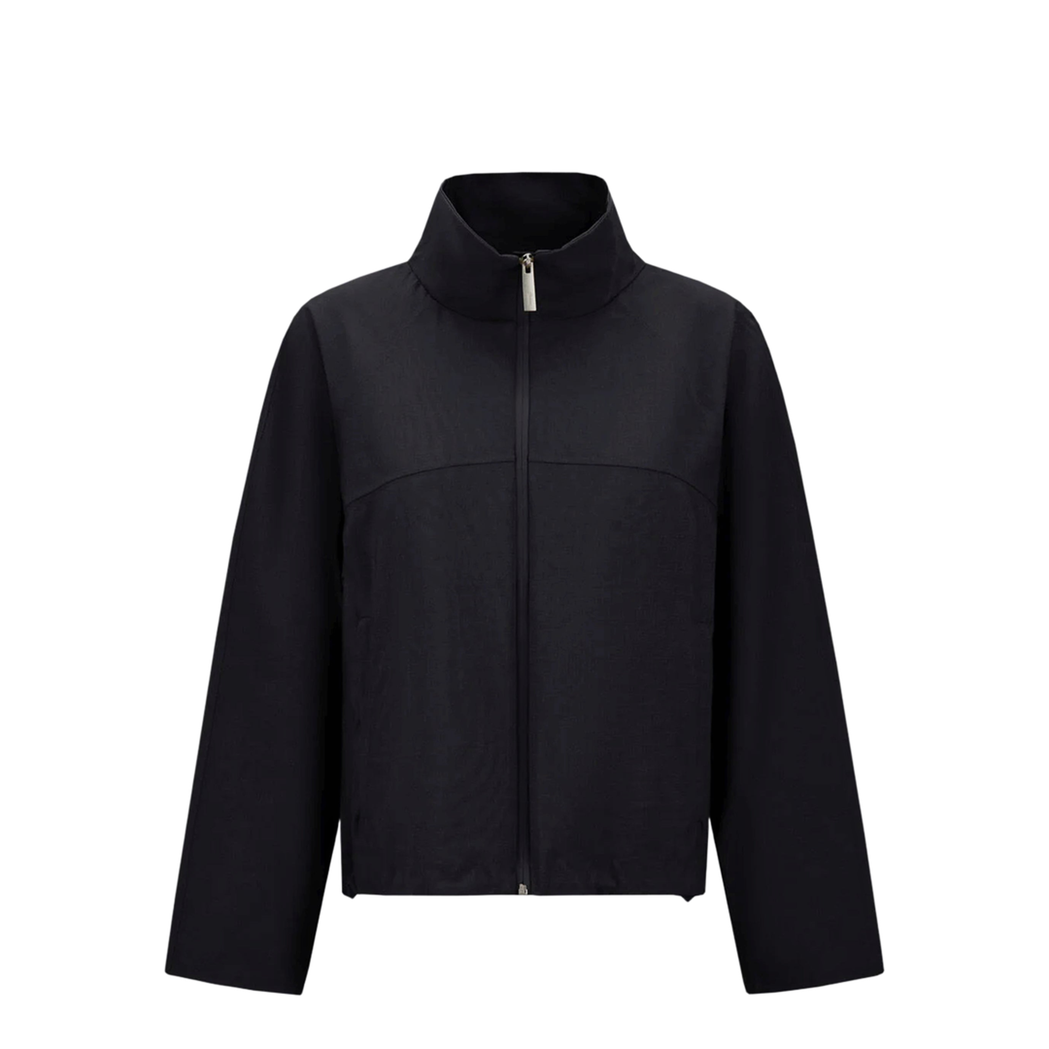 High-Neck Laminar Jacket In Wool-Touch Fabric