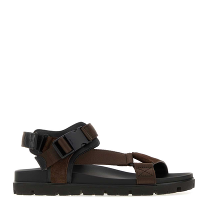 MAYFEYR - Prada - Dark Brown Fabric And Suede Sandals - 2X3177FG0003ZOEF0003