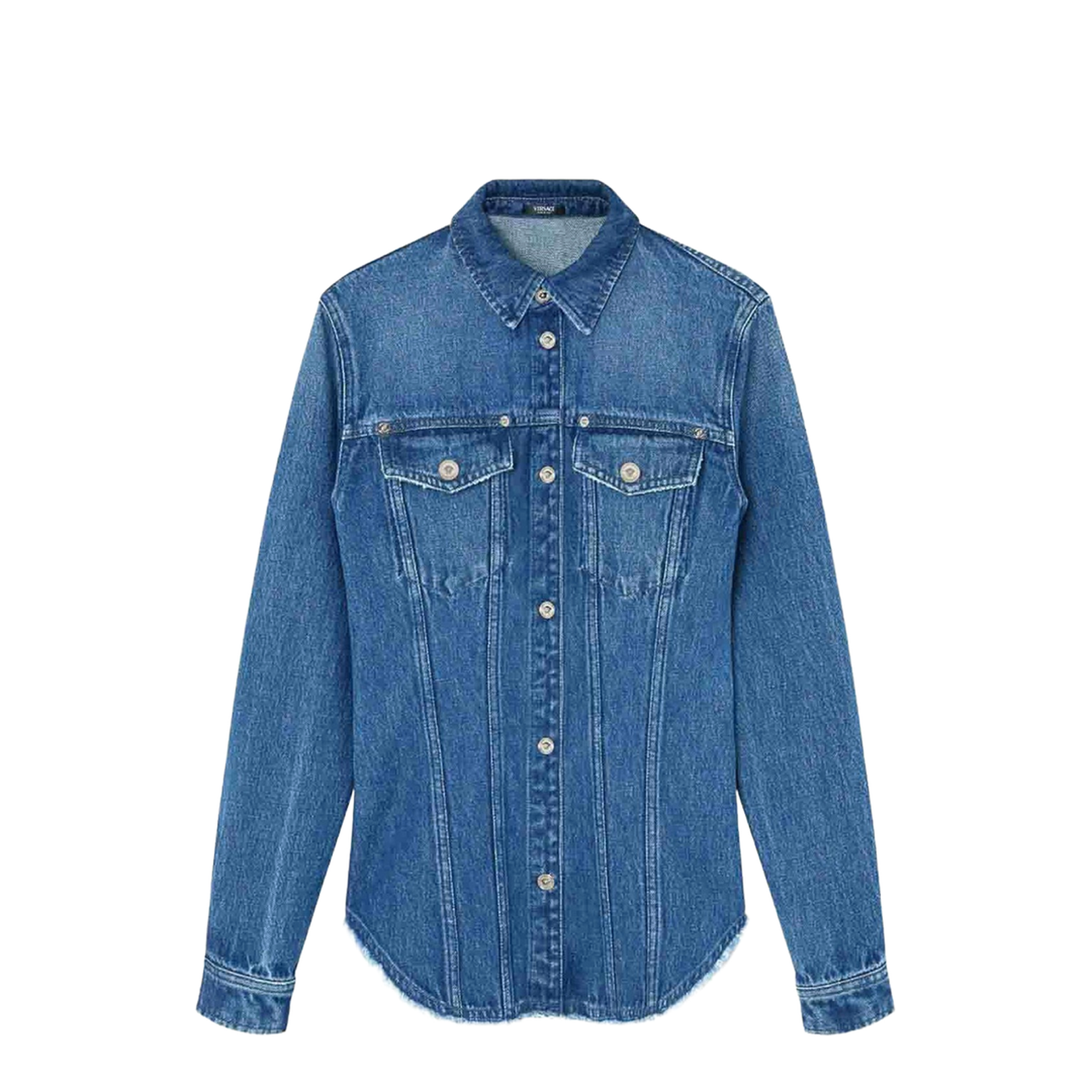 Denim Shirt With Frayed Edges