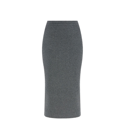 Cashmere and Cotton Midi Skirt - Grey