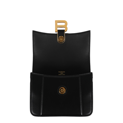 Hourglass Small Flap Bag in Black