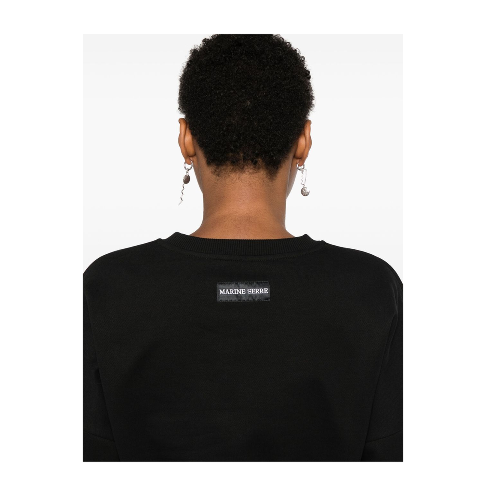 Cropped Jersey Top with Moon Embroidery