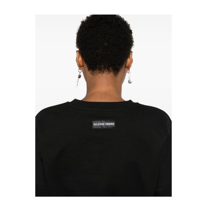 Cropped Jersey Top with Moon Embroidery