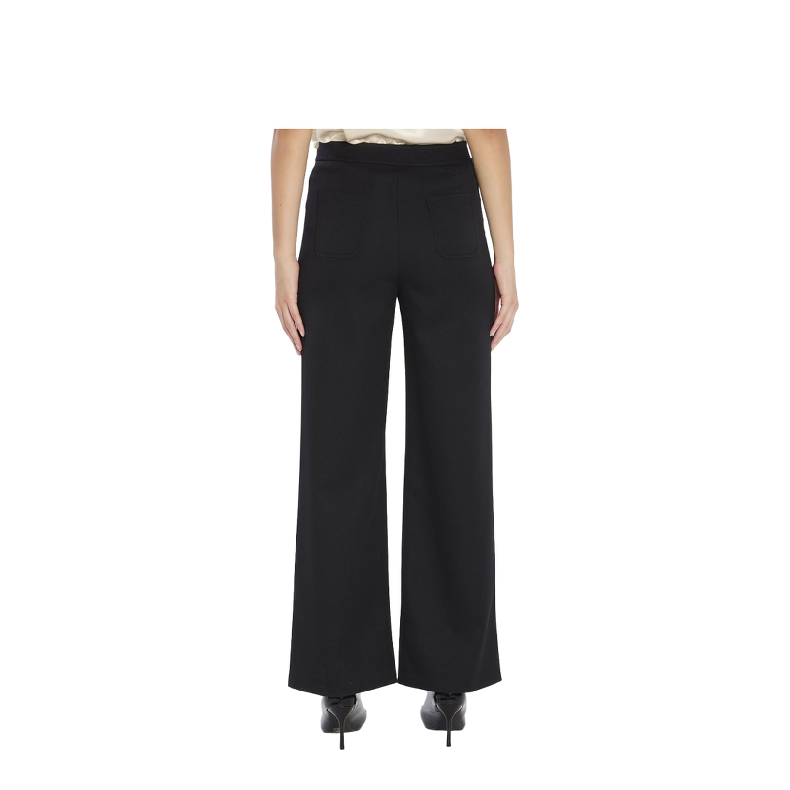 Black Wool Trousers With A Diagonal Weave