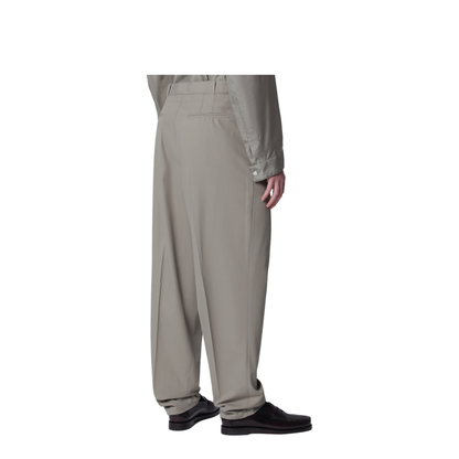 Twill Cotton Trousers With Pleats In Khaki