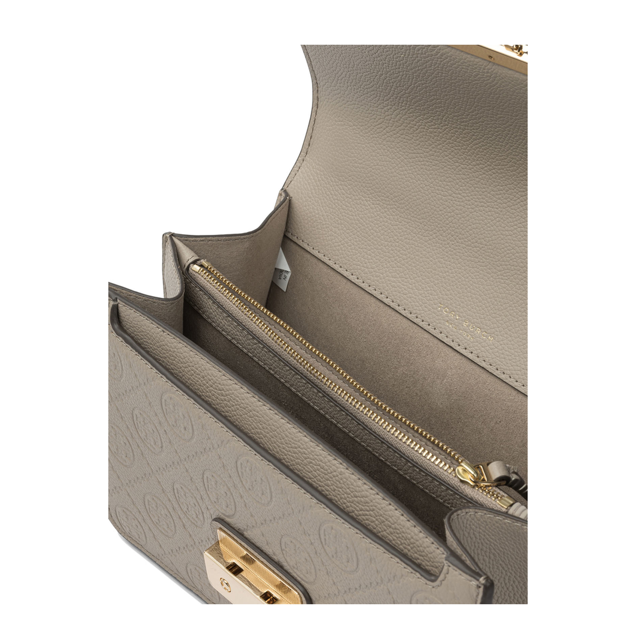 T Monogram Pebbled Leather Shoulder Bag - Chicory Brown