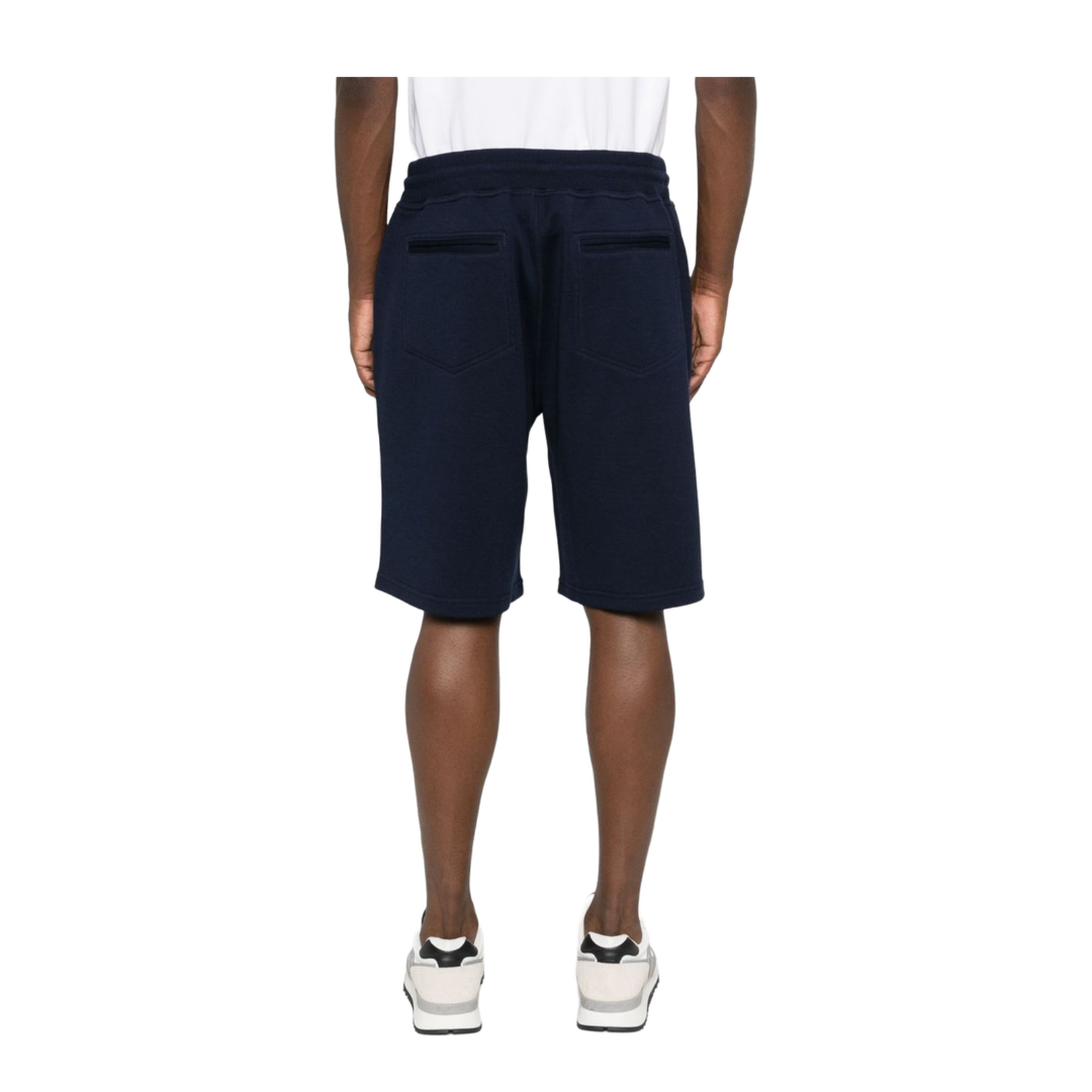 Navy Blue Cotton Blend Bermuda Shorts