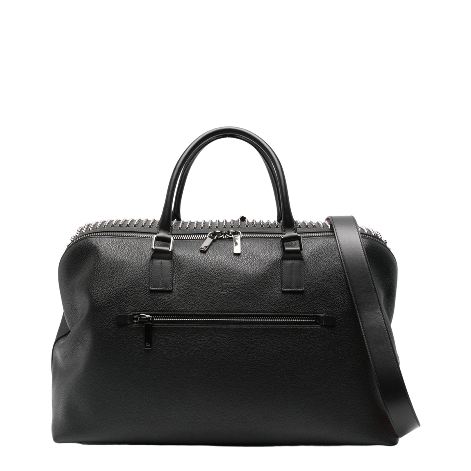 Black Calf Leather Two Top Handles Bag