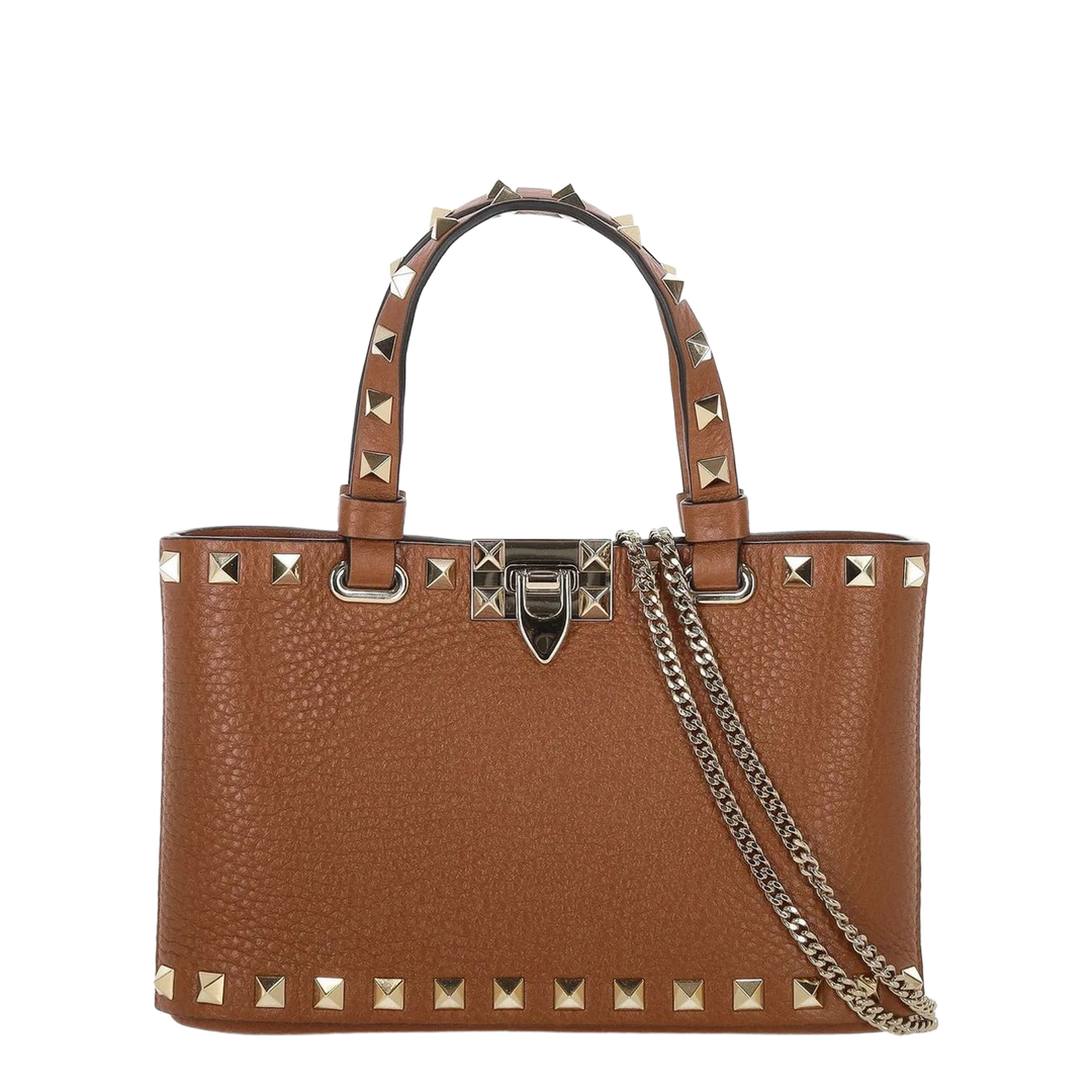 Brown leather Rockstud handbag