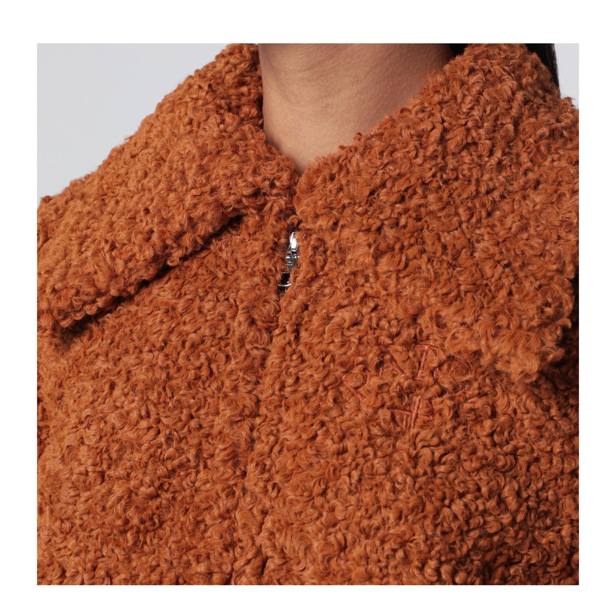 Pumpkin-coloured Faux Fur Bomber Jacket