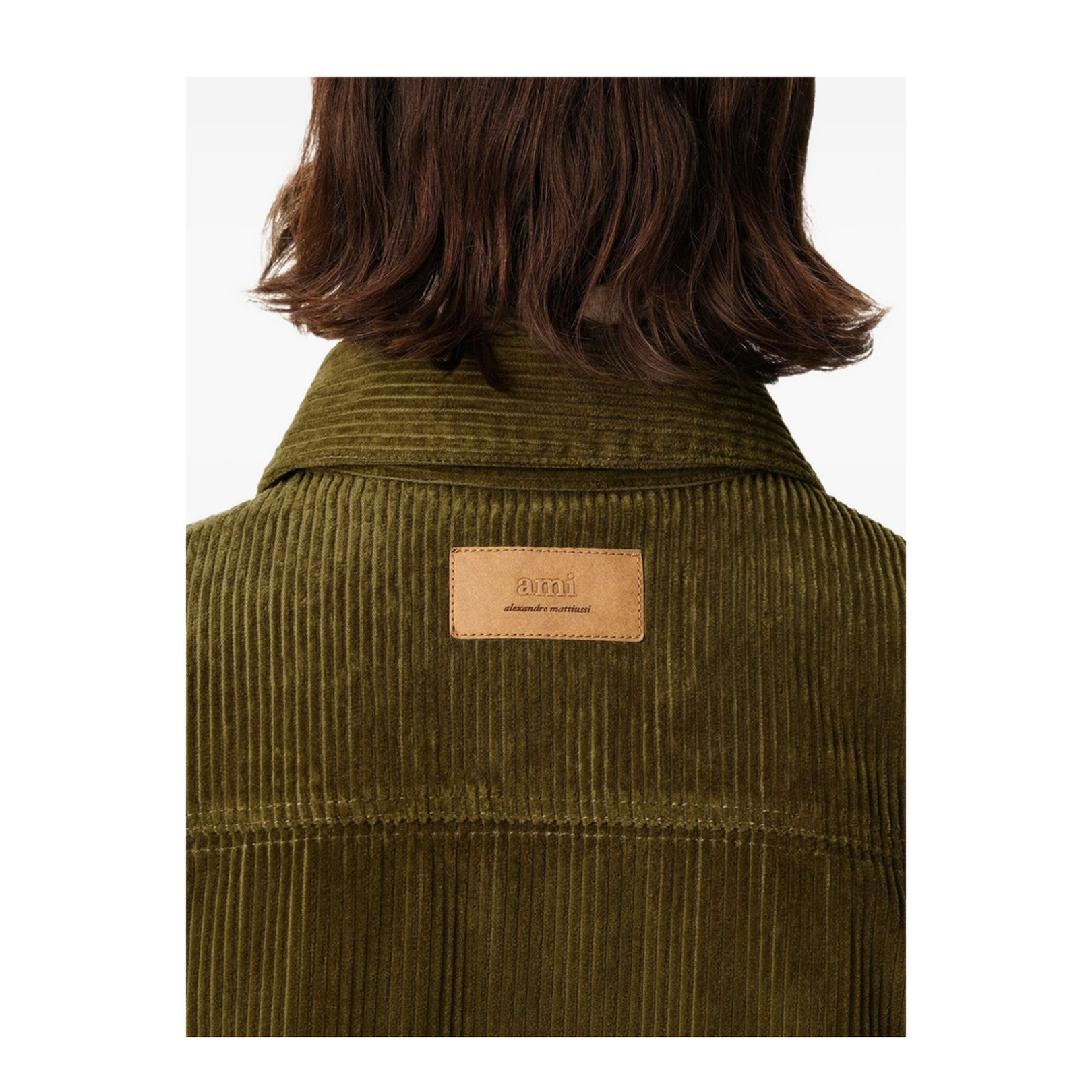 Green Cotton Corduroy Side Slit Overshirt