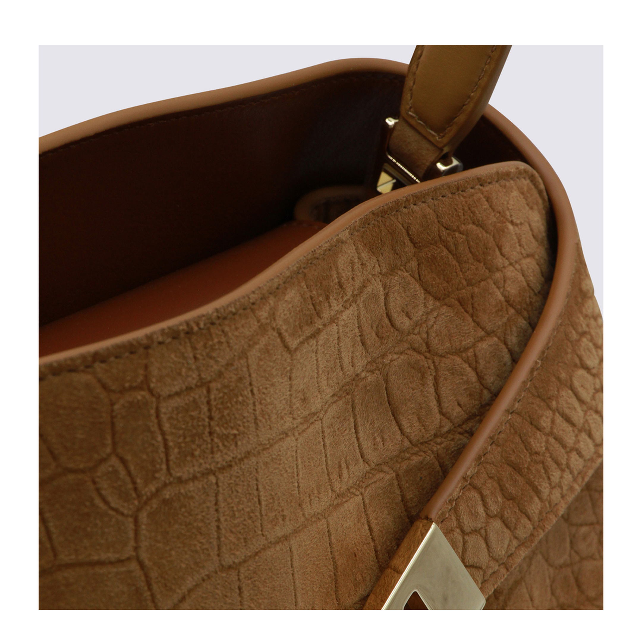Croc Small Leather Shoulder Bag - Brown