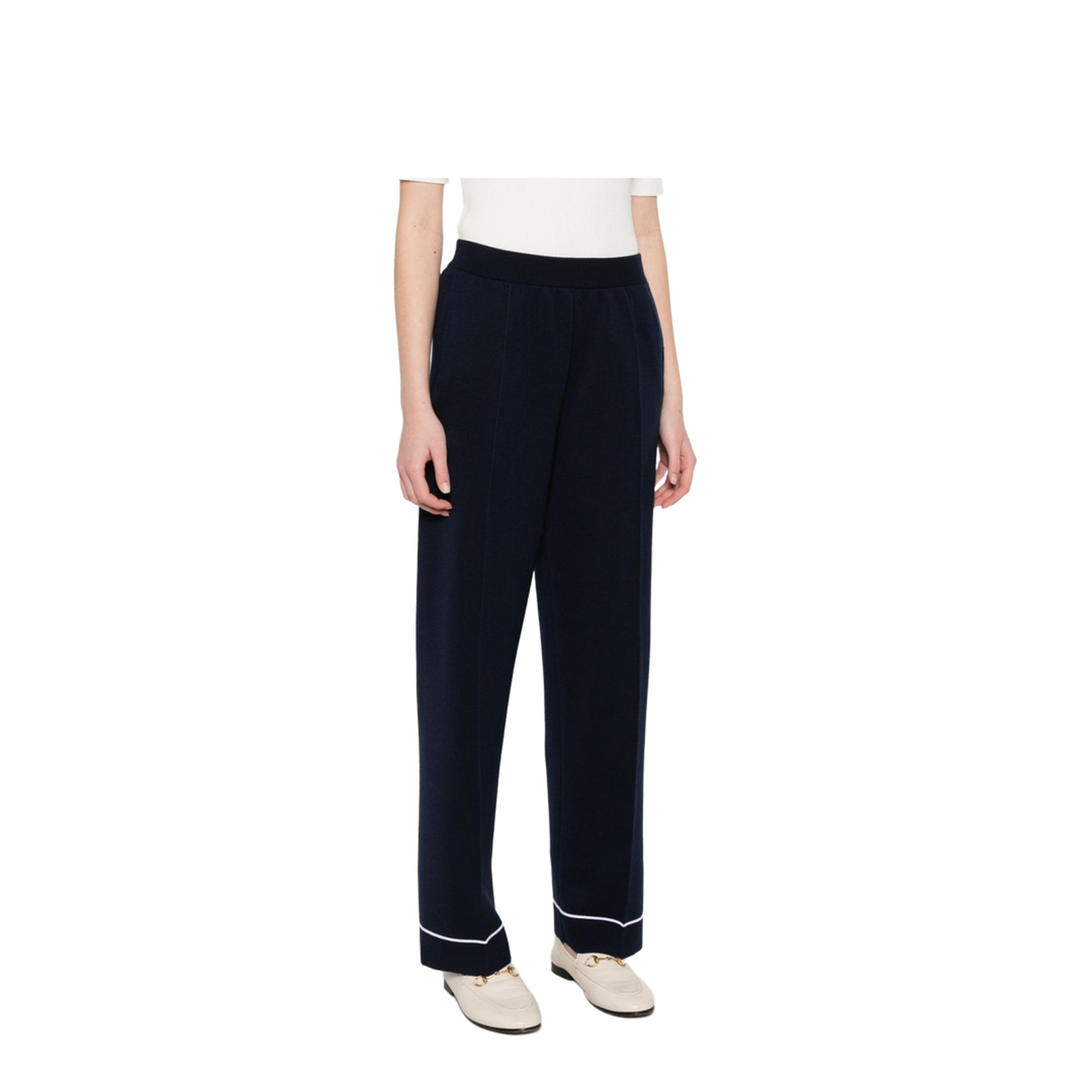 Wool Trousers with Stitching on the Legs