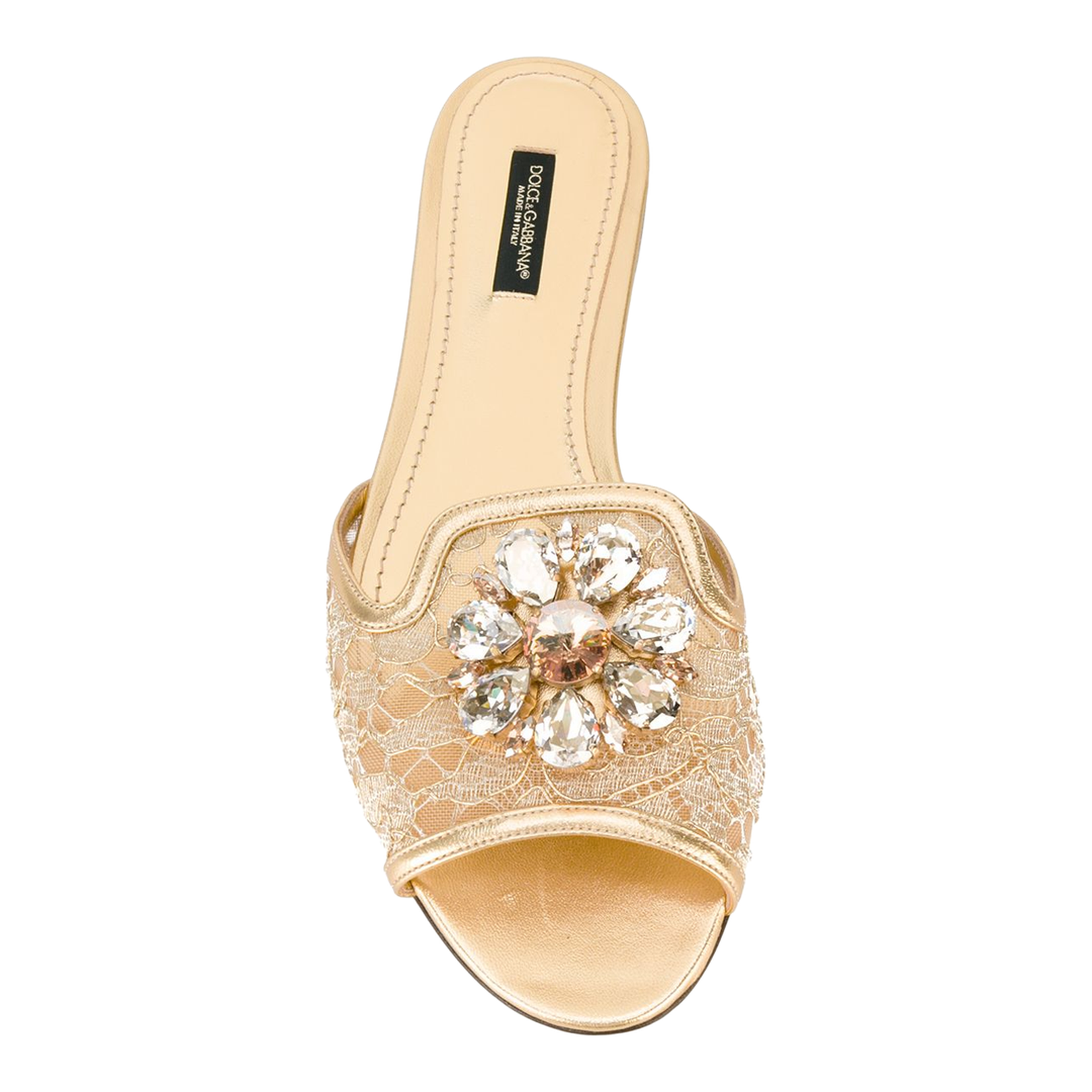 Crystal-Embellished Lace Sandals