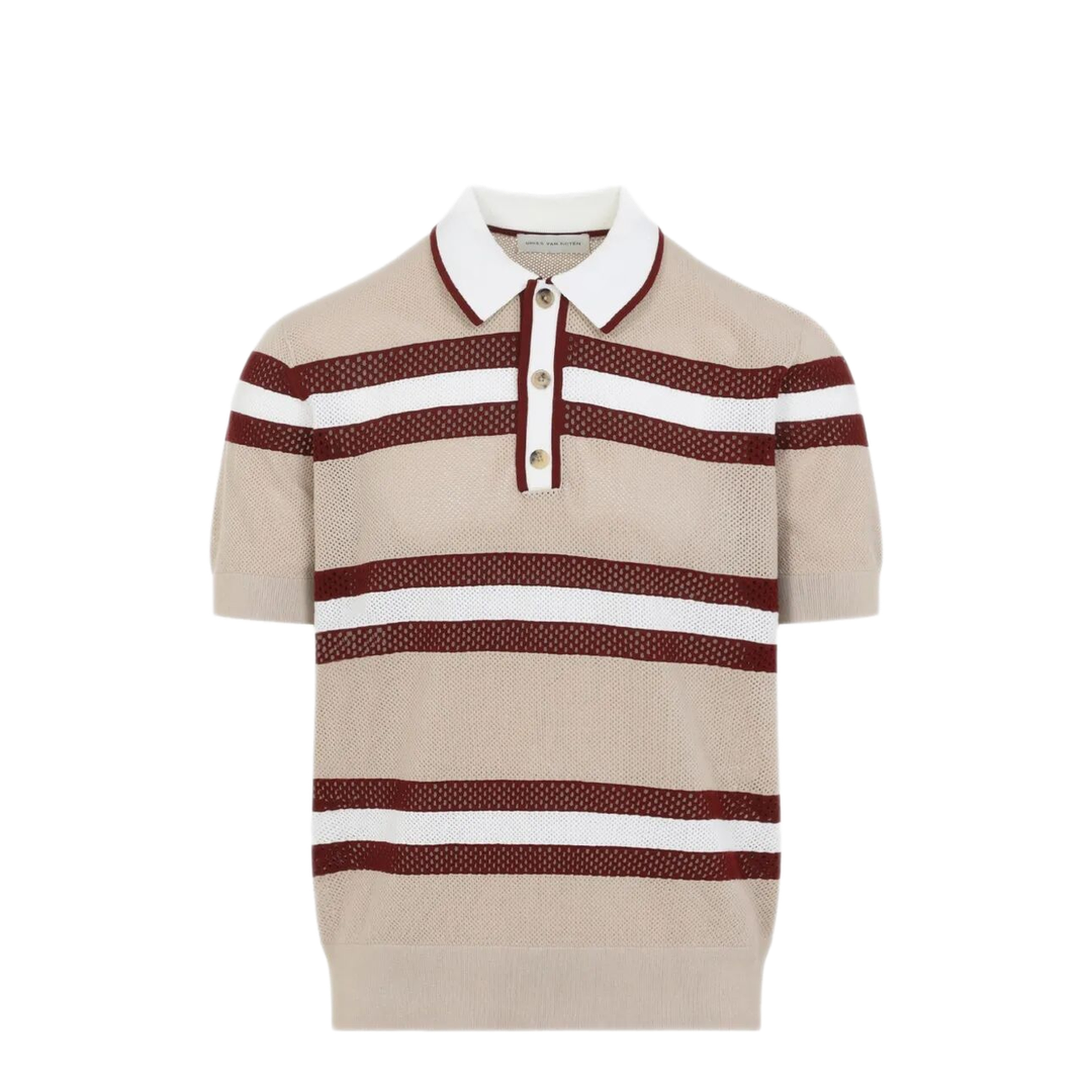 MAYFEYR - Dries Van Noten - Mercy Viscose Mesh Tricolor Striped Polo Shirt - 0212183701103