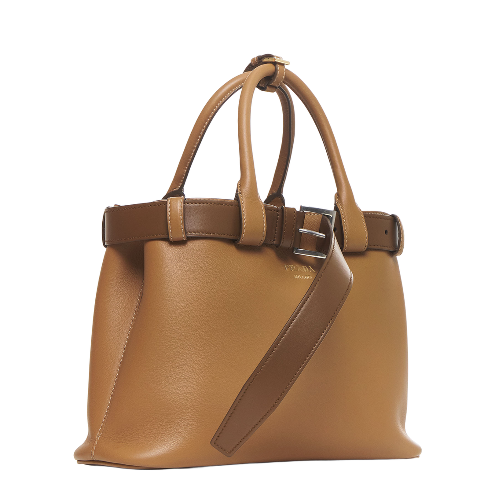 Buckle Leather Medium Tote Bag