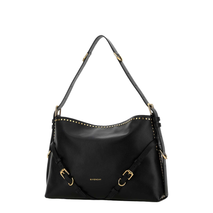 Voyou Studded Buckle Medium Shoulder Bag - Black