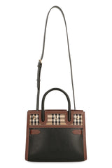 Leather Trim London Checks Top Handle Bag, gold hardware