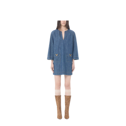 Vlogo Signature Denim Short Dress