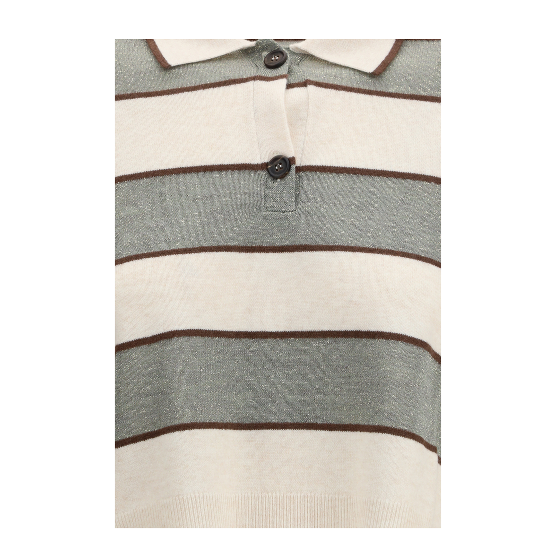MAYFEYR - Brunello Cucinelli - Polo Crop In Sparkling Stripes Knit - M16221605