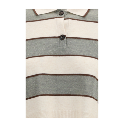 MAYFEYR - Brunello Cucinelli - Polo Crop In Sparkling Stripes Knit - M16221605