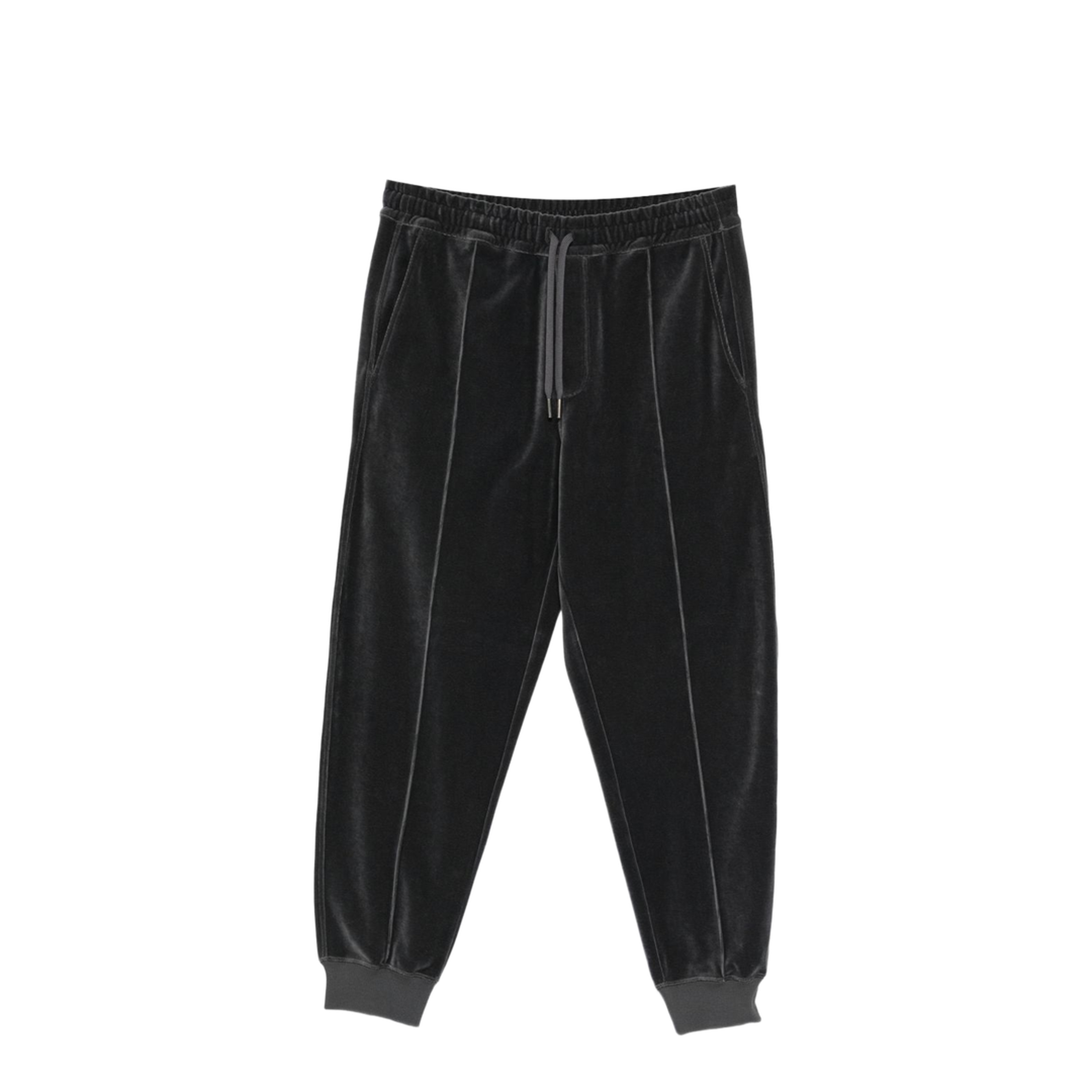 Trousers Grey - Velours Drawstring Joggers