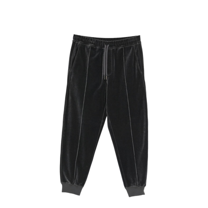 Trousers Grey - Velours Drawstring Joggers