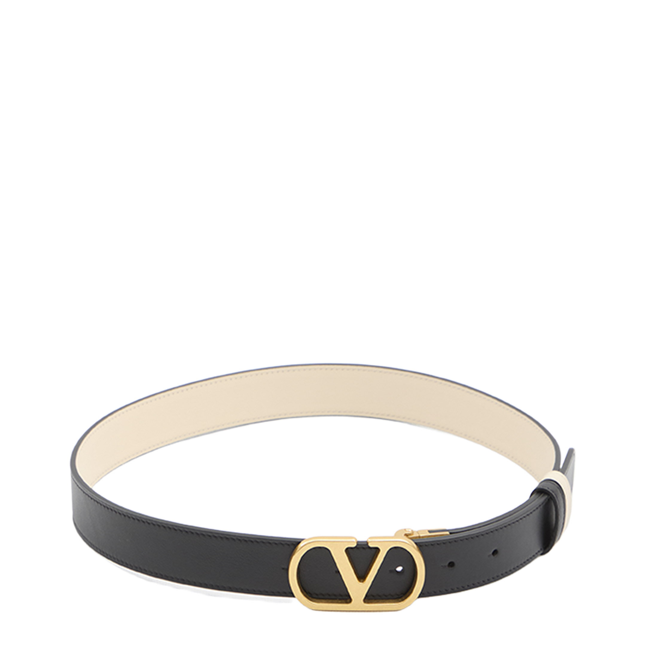 VLogo Signature Leather Belt Black