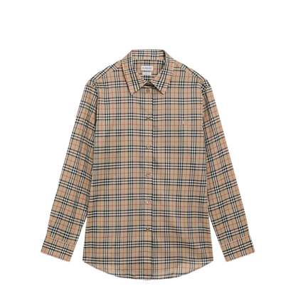 MAYFEYR - Burberry - Beige Cotton Shirt With Check Pattern - 8127758175574B9368