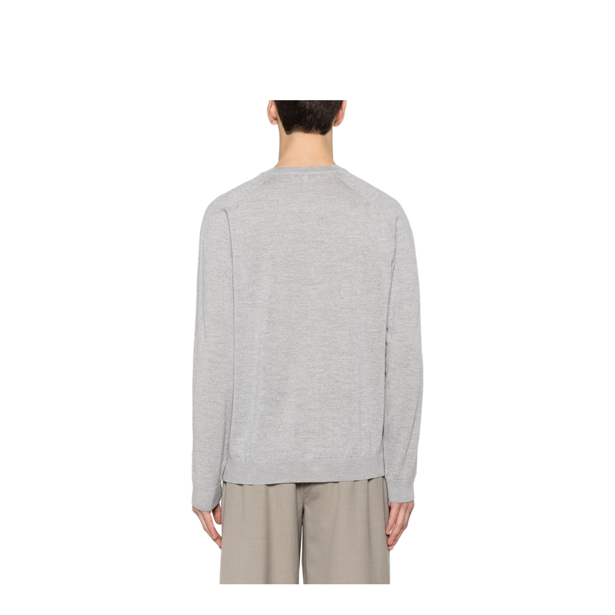 Grey Mélange Fox Head Wool Cardigan