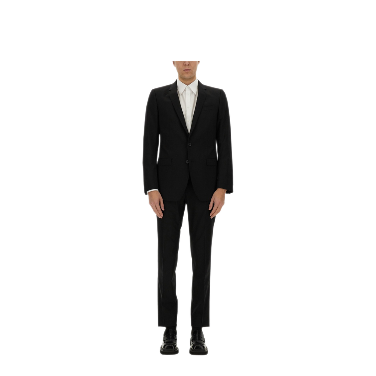 Two-piece suit in black wool