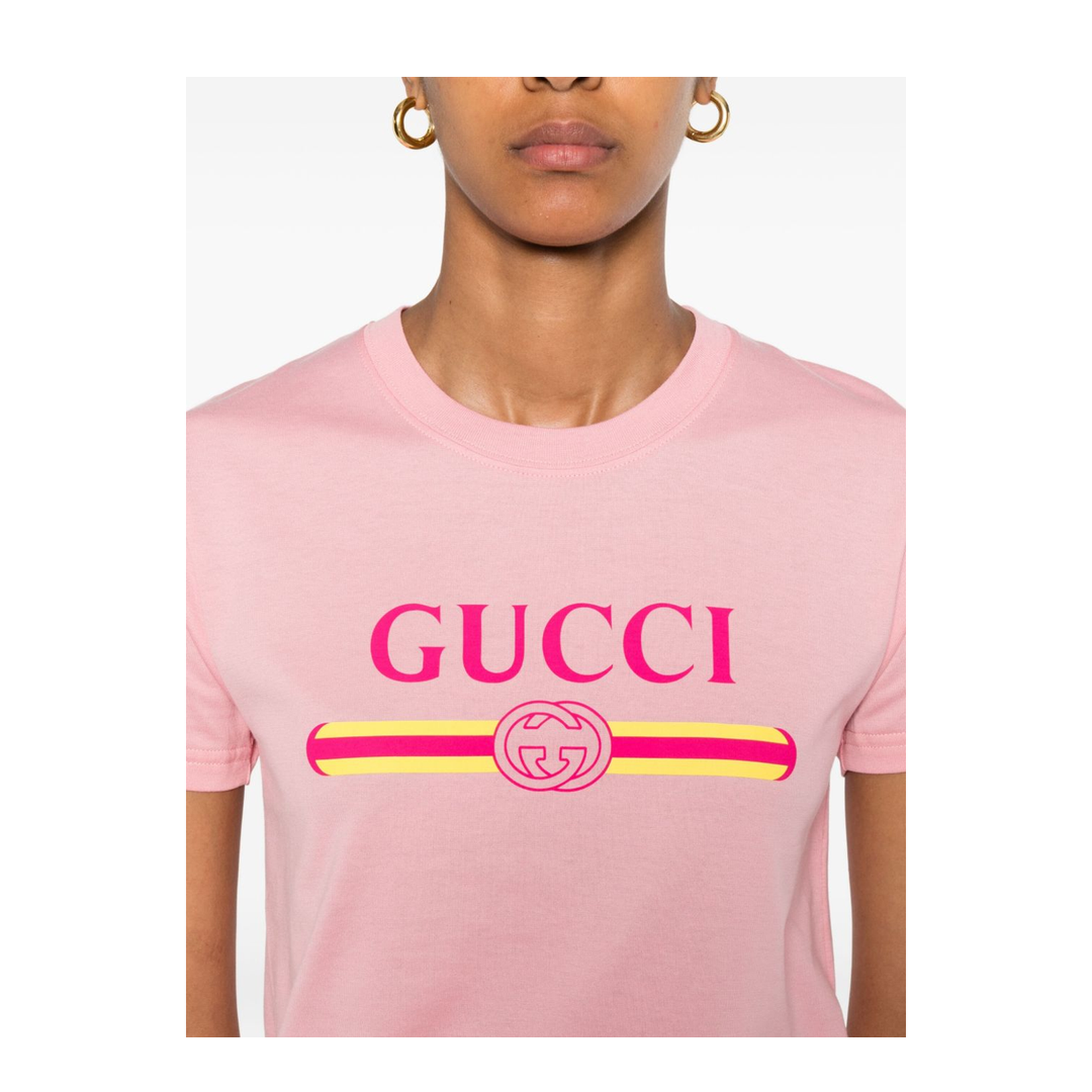 Cotton Jersey T-Shirt with Print in Pink