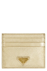 Saffiano Leather Cardholder, Gold Hardware