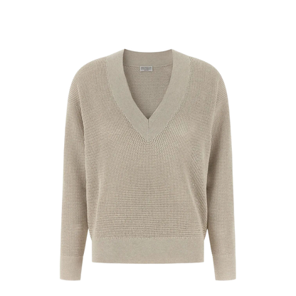 MAYFEYR - Brunello Cucinelli - Openwork V-Neck Sweater - MST263312