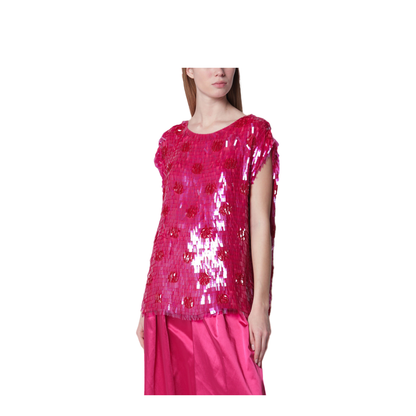 MAYFEYR - Dries Van Noten - Fuchsia Silk Top With Sequins - 107283383304