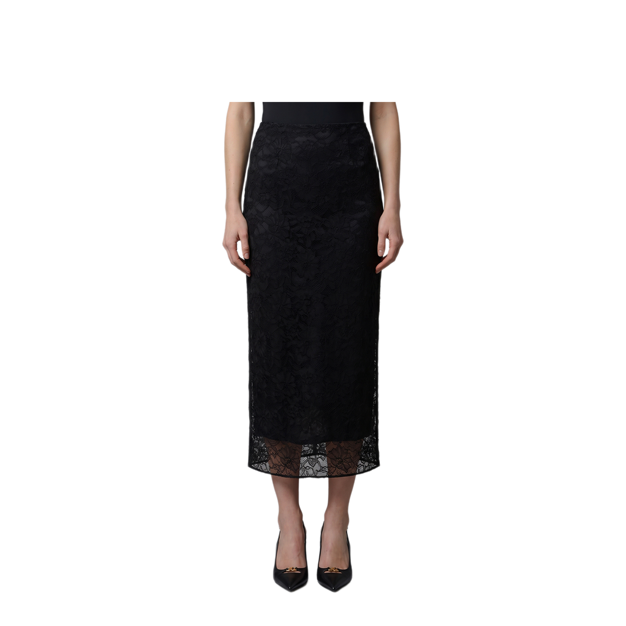 MAYFEYR - Dolce & Gabbana - Black Lace Midi Skirt - F4CRATFLRFEN0000