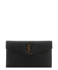 Uptown Leather Clutch, Gold Hardware