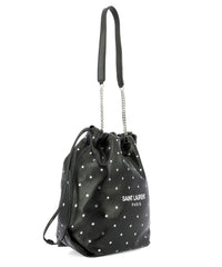 Teddy Bucket Bag with Mini Stars, Silver Hardware