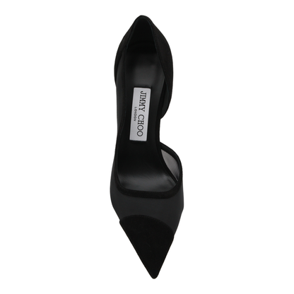 Brigitte 100 Pumps in Black Suede and Mesh