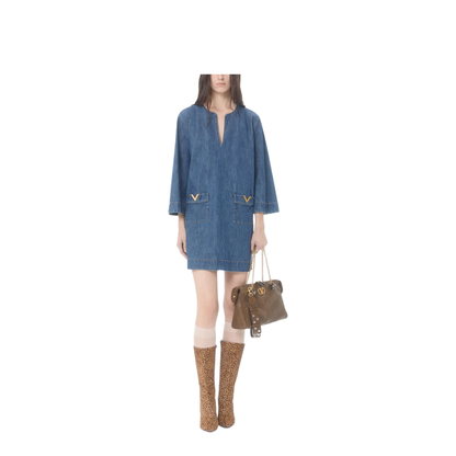 Vlogo Signature Denim Short Dress